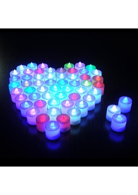 LED Candle Night Light 24 Pcs Smokeless 7 Colors Lights Colorful Changing Simulated for Christmas Wedding Valentine's Day Birthday Party